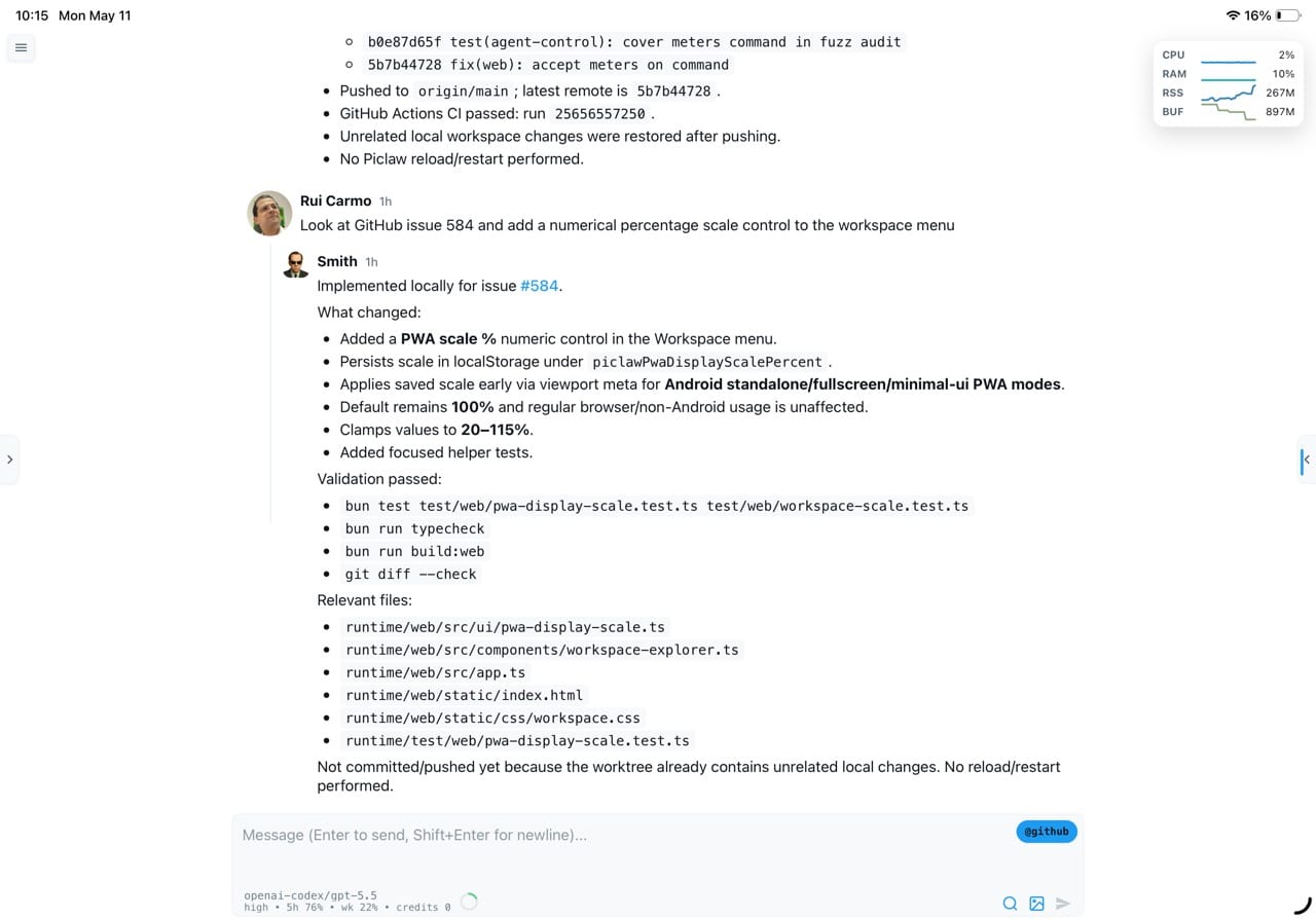 Agent implementing a feature