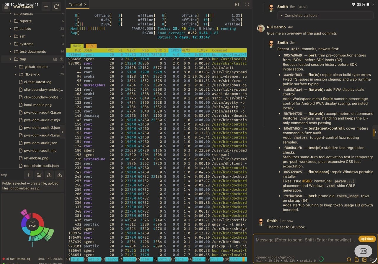Gruvbox terminal + git log