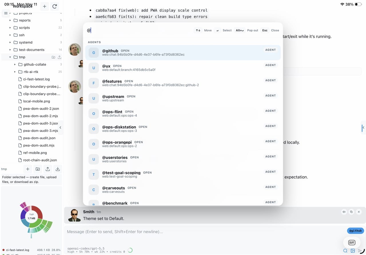 Agent session picker