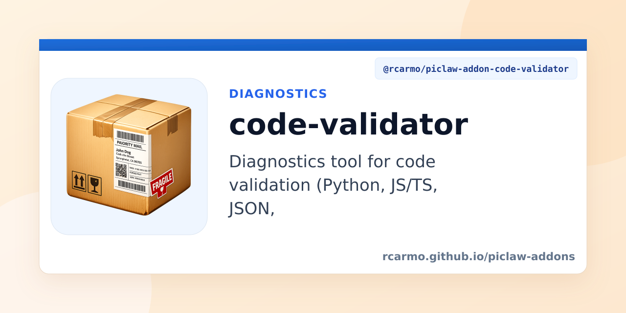 Validation Code Picture code-validator — piclaw-addons